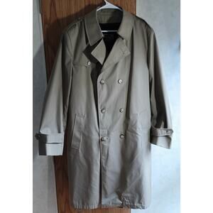 Vintage Botany Weathertopper Trench Coat 44L USA Removable Liner Classic Mens